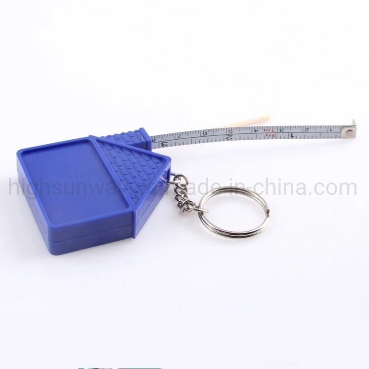 House Shape Mini Steel Tape Measure with Keychain 1m